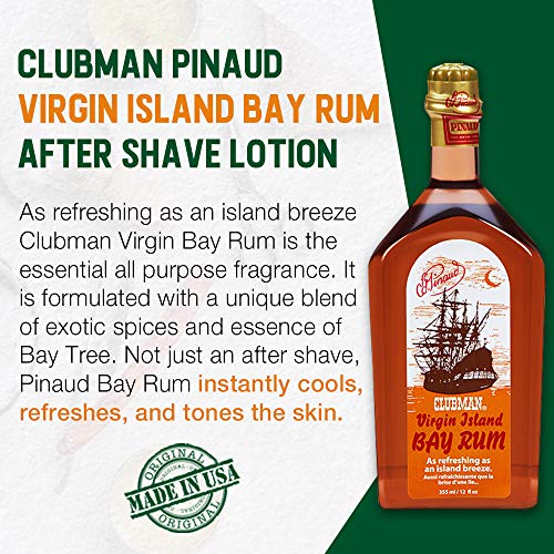 Clubman Pinaud Virgin Island Bay Rum After Shave Cologne, 12 fl oz