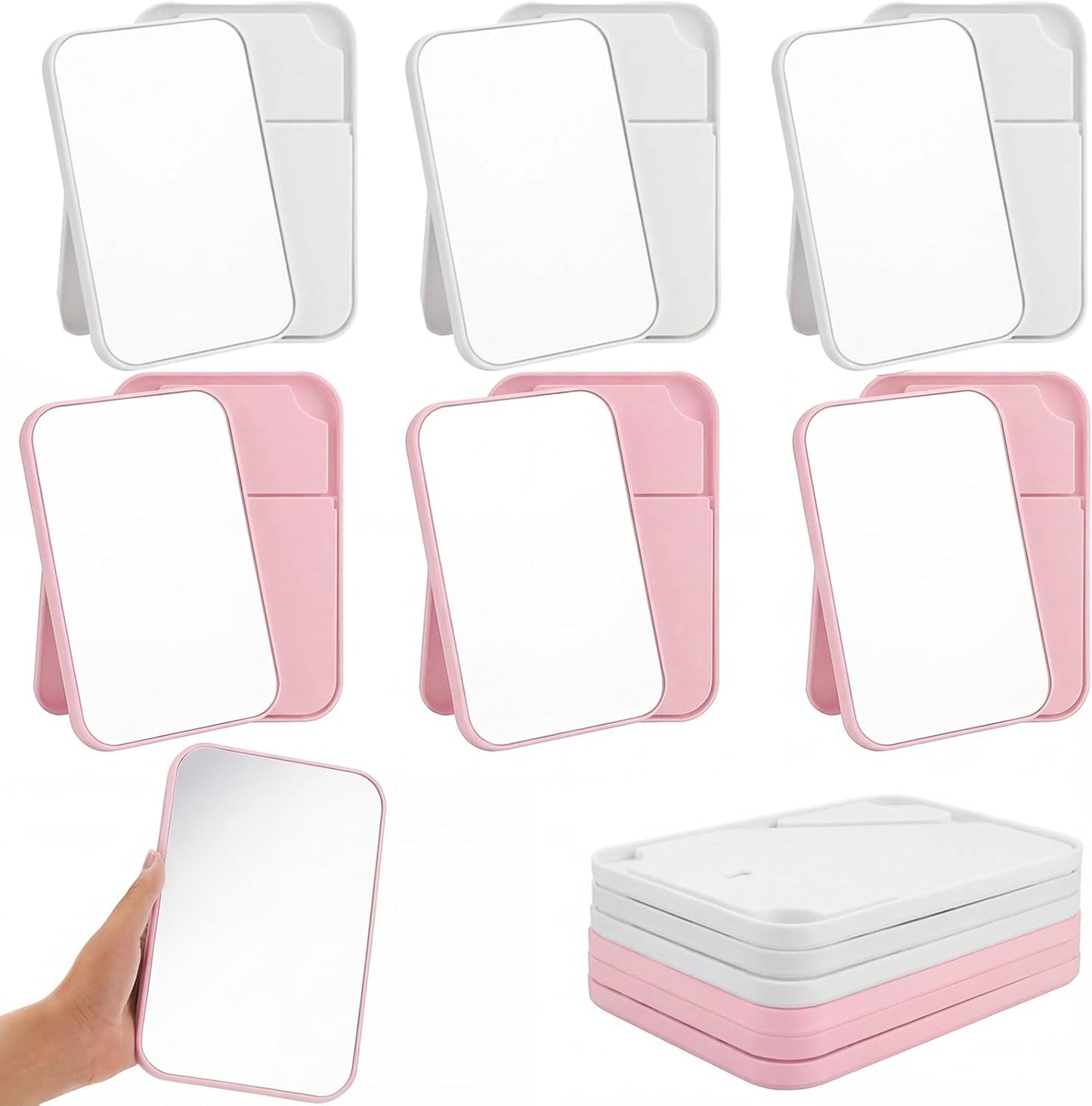Cinnvoice 24 Pack Desktop Makeup Mirrors - 90° Adjustable Folding Vanity Mirrors | Portable for Travel & Spa (8")