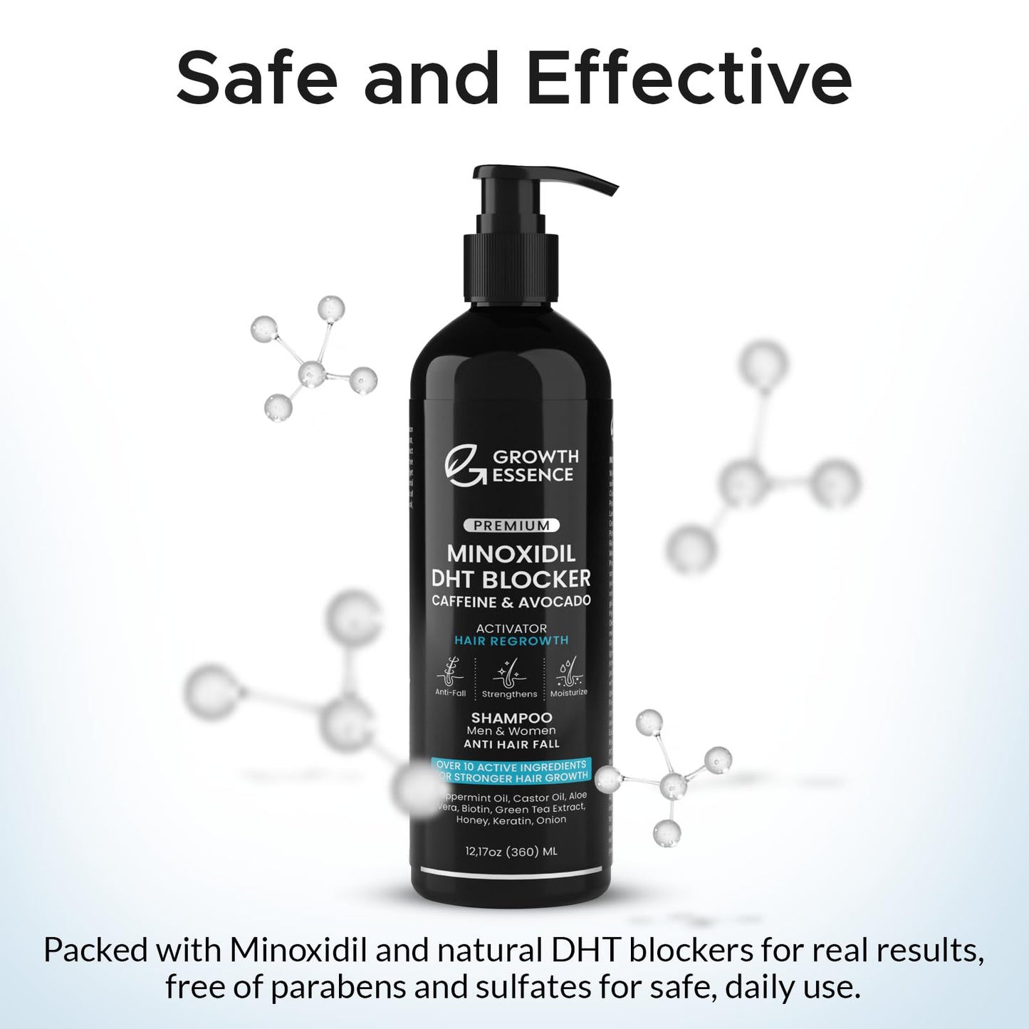 Twopack Thickening Hair Regrowth Shampoo for Thinning Hair - Enriched with Minoxidil, Biotin, Caffeine, Castor Oil & Onion - Supports Hair Growth and Strength for Men & Women - DHT Blocker Formula