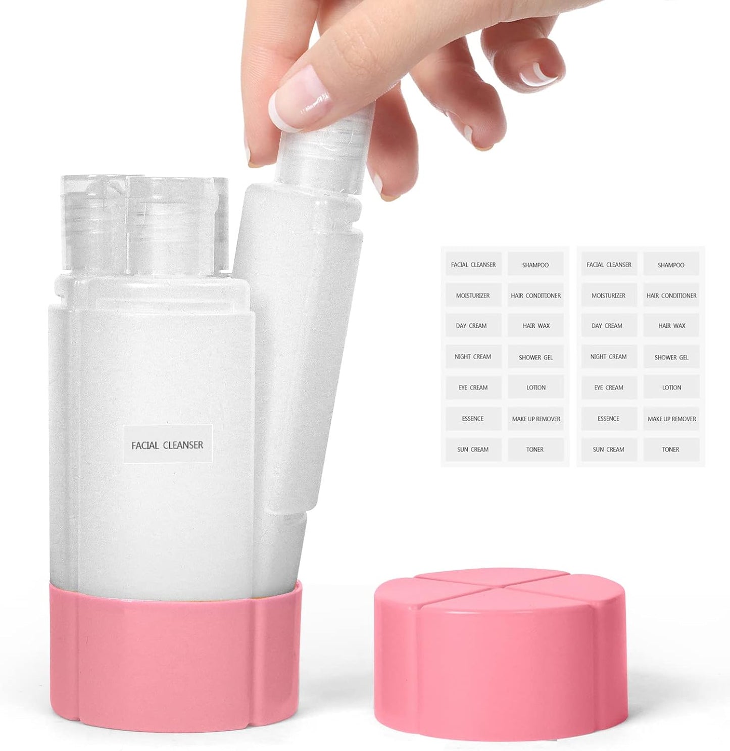 Travel Bottle - TSA Approved 4-in-1 Leak-Proof Design | 4 x 60ml/2oz with Labels for Travel, Gym, Camping (Blue)