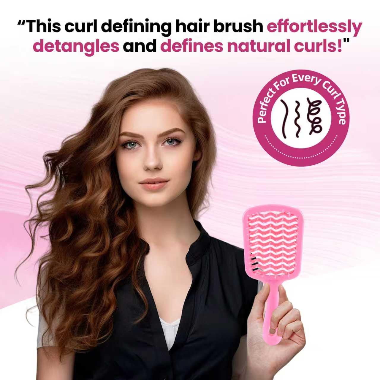 Detangling Brush for All Hair Types - Pain-Free Brushing with DuoFlex Anti-Static Bristles | Lightweight Vented Design (Pink)
