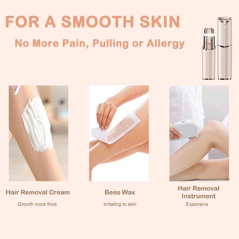 Womens Facial Hair Remover - Face Shaver Upper Lip Removal for Women Painless Electric Trimmer Device for Chin Peach Fuzz Body Fingers Neck Female Dual-Blade Epilator Razor