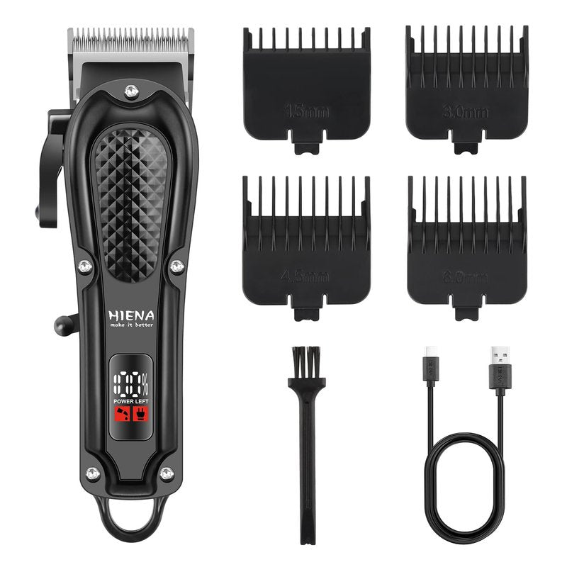 HIENA PRO Professional Hair Clipper for Men, Electric Barber Clipper & Trimmer, Cordless Rechargeable Hair Cutting Clippers, Men's Hair Cutting Tools(Black)