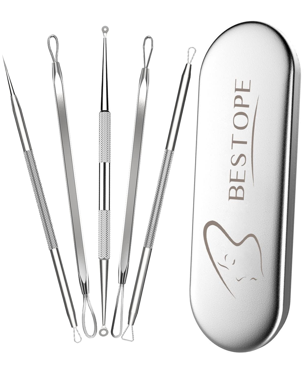 Blackhead Remover Tool Kit - Stainless Steel Pimple Popper & Comedone Extractor for Face | Acne & Blemish Removal