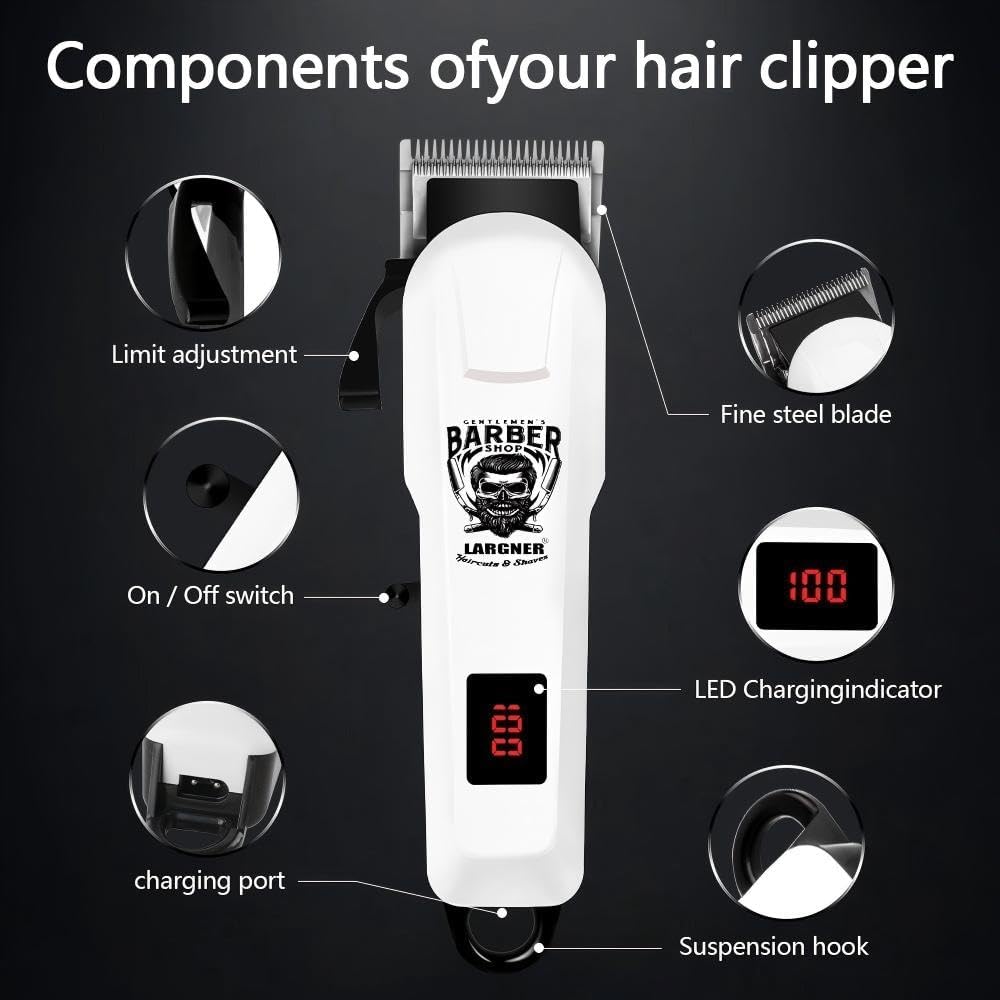 Professional Hair Clippers for Men - Cordless T-Blade Trimmer | Rechargeable Beard & Hair Cutting Tool