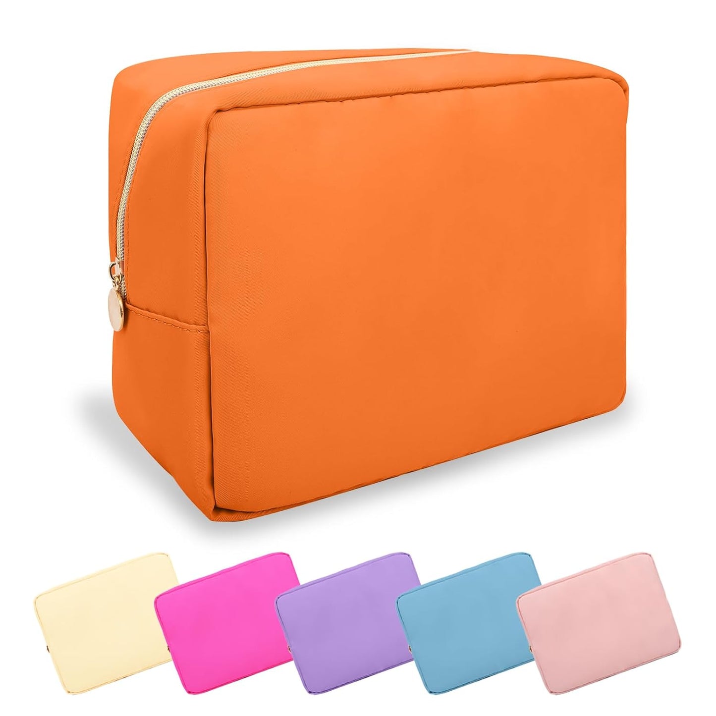 Waterproof Mini Floral Makeup Bag - Nylon Travel Pouch for Women | Cute Zipper Toiletry Organizer (Mini White-Flowers)