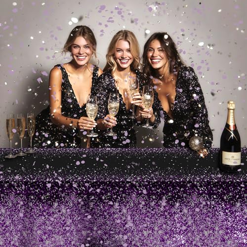 OQOQ Purple Gradient Dots Tablecloths, 3-Pack, 108x54 in