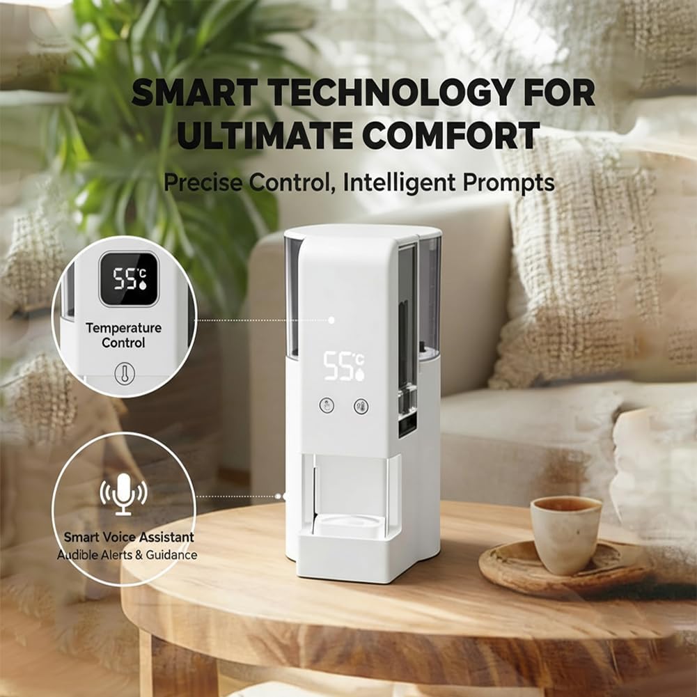 5s Fast Hot Towel Dispenser, 55°C (131°F) Constant Temp, 500ml Tank, Auto-Dry & Safe, Includes 40 Compressed Towels, Portable for Spa, Facial, Bathroom & Home (Hot Towel Heater with 2 Rolls of Towels)