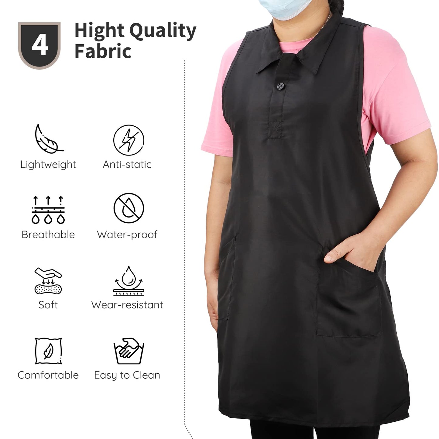 Segbeauty Hair Stylist Vest, Barber Vest Hairdresser Sleeveless Apron with 2 Pocket for Women, Adjustable V-neck Cosmetology Salon Apron Pet Groomer Gown SPA Uniforms Protective Work Clothes Large