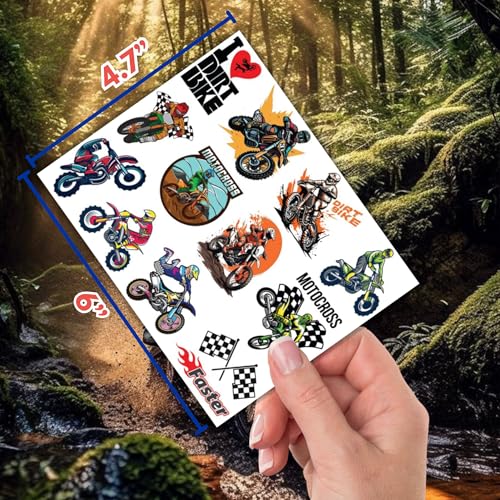 CAVALATAT 50 PCS Motocross Temporary Tattoos for Kids' Parties