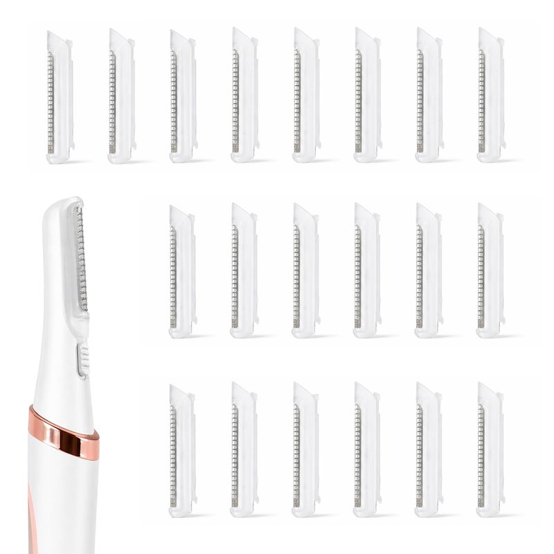 20-Pack Replacement Blades Compatible with Finishing Touch Flawless Dermaplane Glo, Facial Exfoliator & Peach Fuzz Hair Remover Tool Refills, Stainless Steel