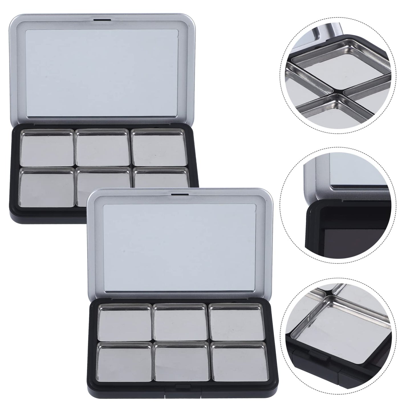 Minkissy Empty Eyeshadow Palette Magnetic Makeup Palette with Mirror Refillable Eyeshadow Palette Empty Lipstick Pallet Empty Eyeshadow Pans for Eyeshadow Lipstick Blush Powder, 2PCS