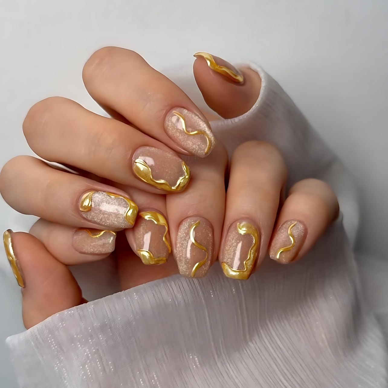 Ombre Press-On Nails - White & Light Pink Coffin Acrylic Design | 30 Pcs Reusable DIY Nail Art Kit for Women