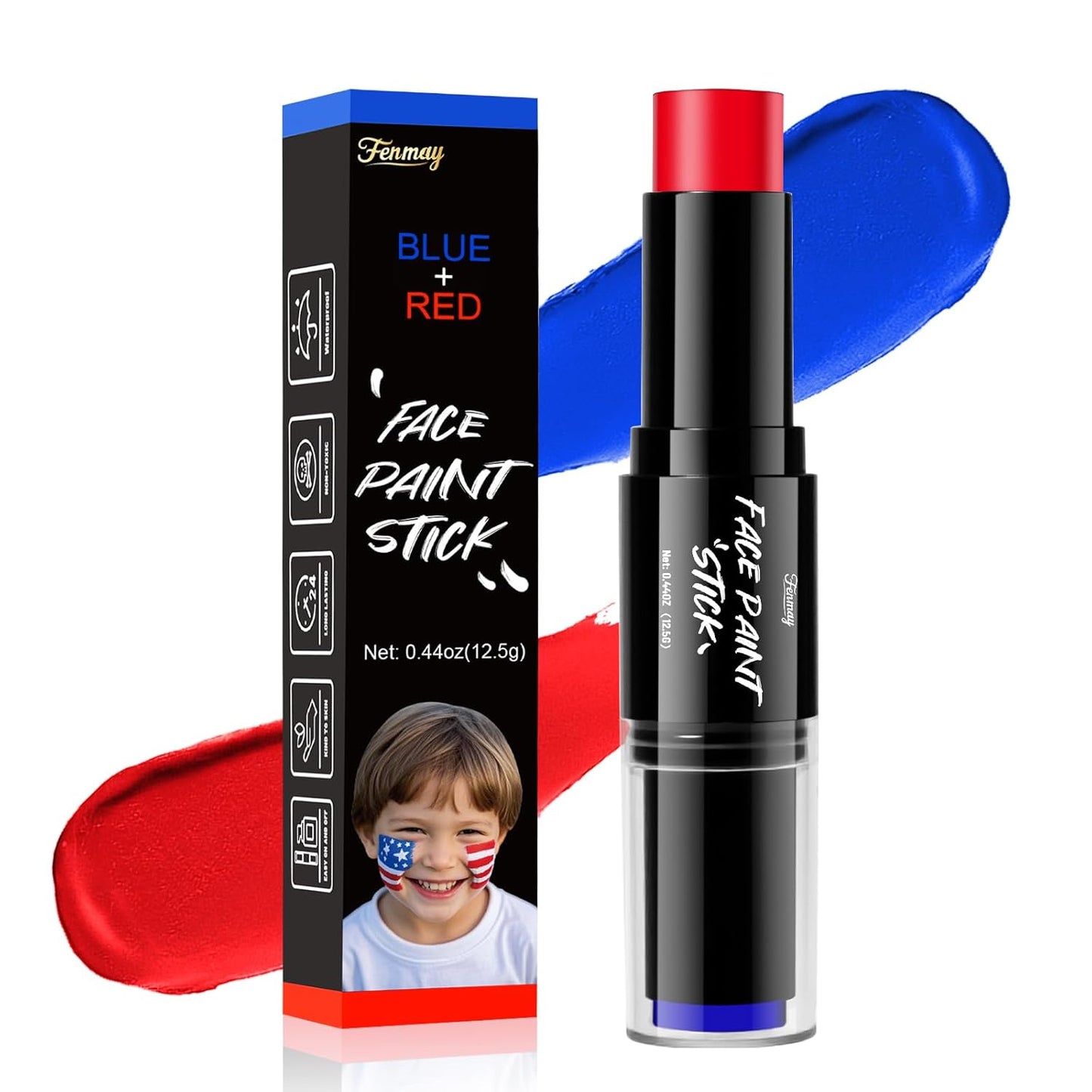Dual-Ended Face Paint Stick - Non-Toxic, Waterproof Cream in Green & Yellow | Full-Coverage for Halloween, Cosplay & Sports