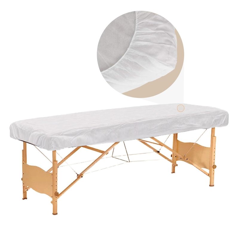 Disposable Fitted Massage Table Sheets - Heavy Duty Elastic Bed Covers | 50PCS, Breathable Non-Woven Fabric, 36 x 85 Inch, White