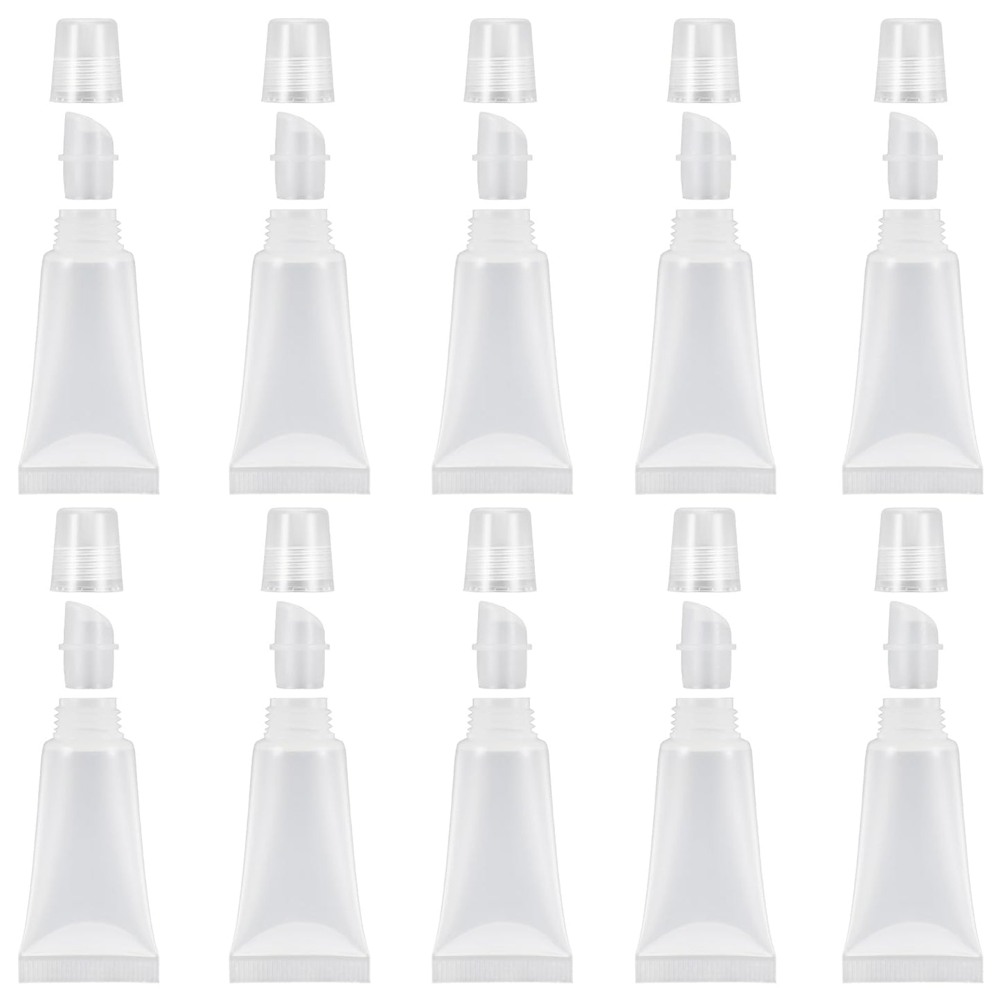 10 Packs Refillable Lip Balm Tube 5ml Empty Lip Gloss Tubes Clear Soft Mini Cosmetic Refillable Lips Gloss Tubes for DIY Lips Base Makeup Travel Toiletries