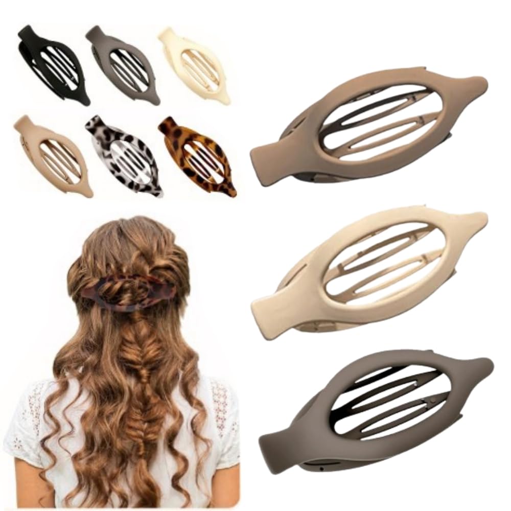 Flat Hair Clips for Women - 3PCS No-Slip Grip Claw & Duckbill Clips | Multicolor Set for Thick or Thin Hair