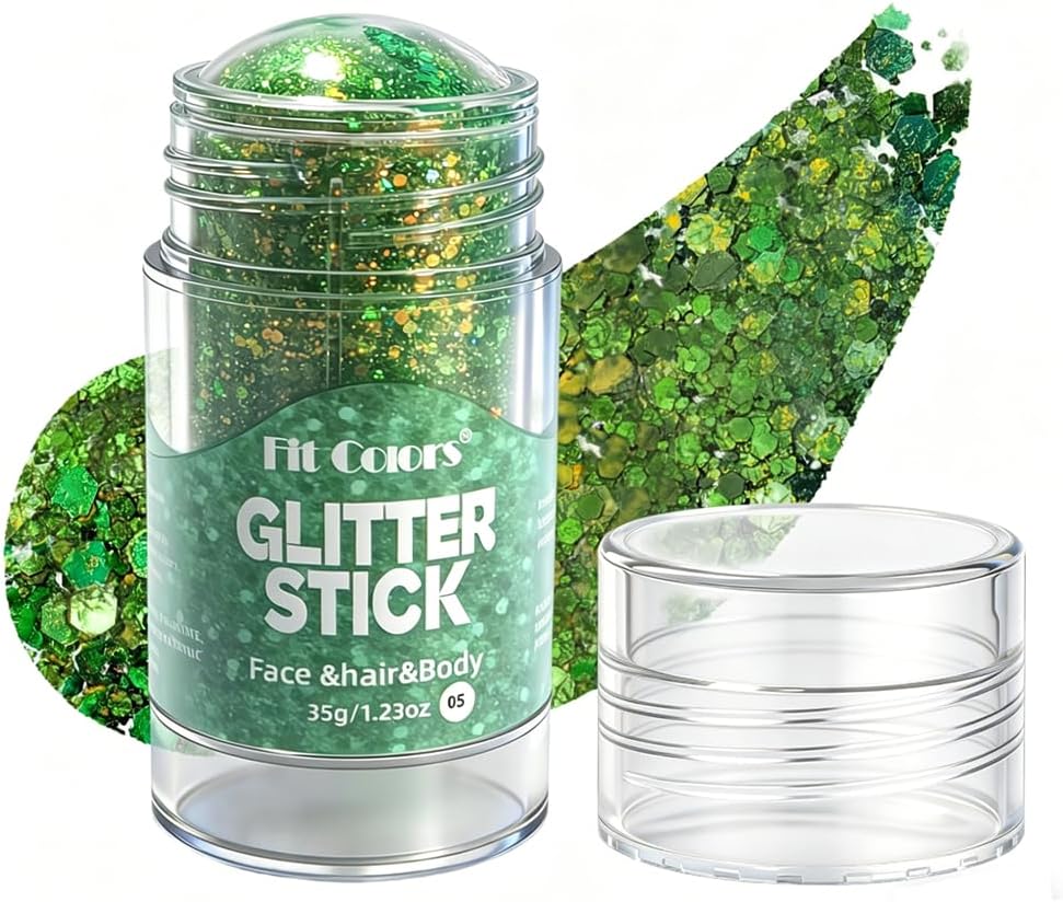 Clear White Glitter Stick - Sparkling Hair & Face Glitter Gel for Concerts | Rave & Festival Body Art