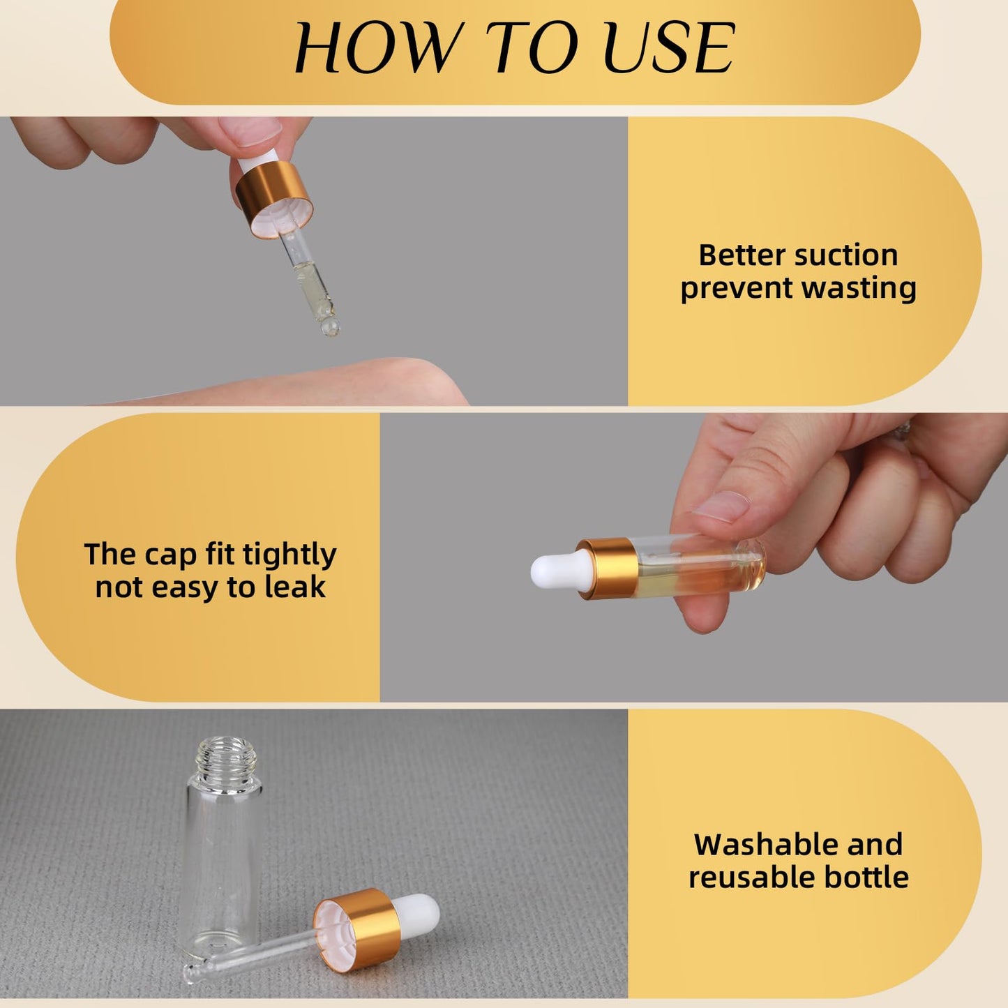 AGZHTYJQ 36pcs 5ml Mini Cuticle Oil Dropper Bottle Serum Travel Container Clear Glass Dropper Bottle For Perfume Cosmetics Liquid Aromatherapy Lab Sample Bottles With 2 Droppers