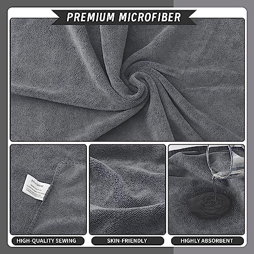 Precious Harvest Grey Microfiber Salon Towels 12 Pack - Soft Quick Dry Hair & Spa Towels