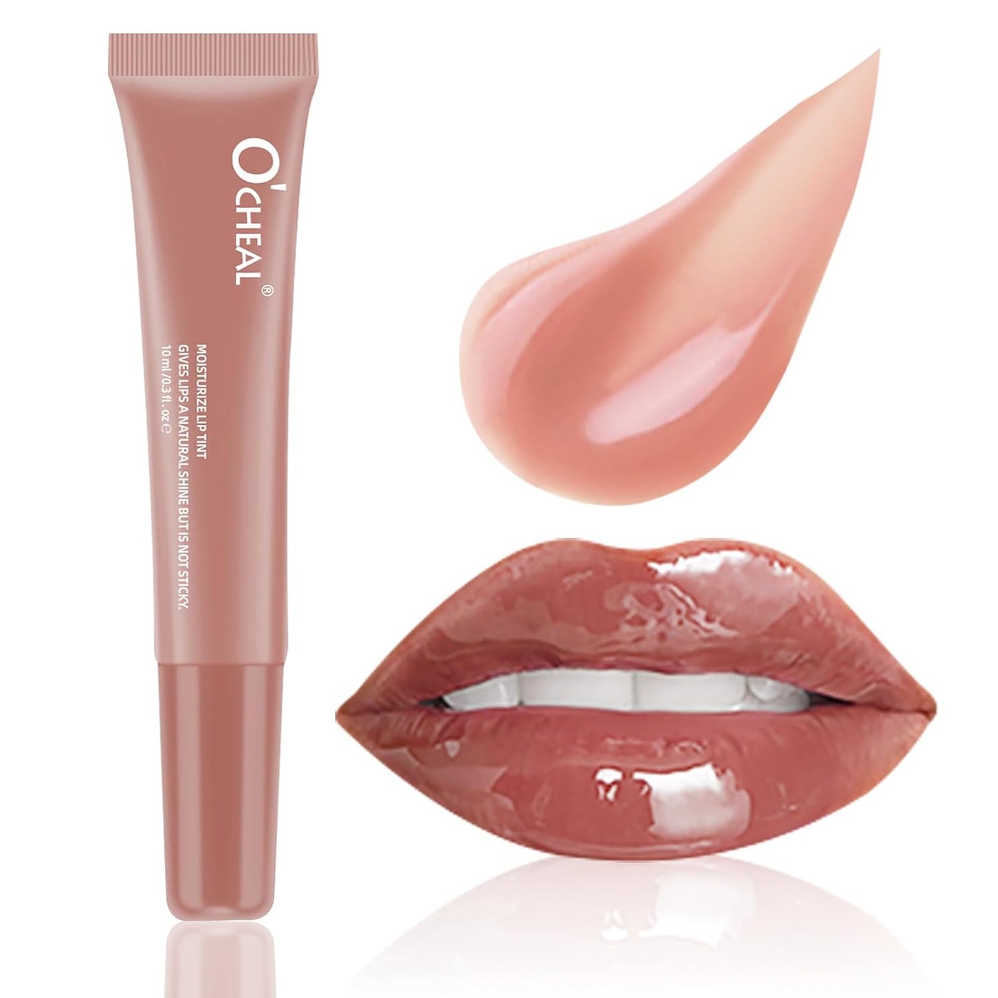 O'CHEAL Lip Gloss - Hydrating Tinted Lip Balm for Women | Lightweight, Plumping, Non-Sticky, Long-Lasting (Light Brown)