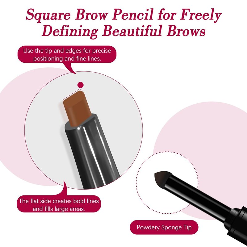 Eyebrow Pencil - 2-In-1 Waterproof Makeup for Shaping & Defining | Fine Tip, Universal Shade (01 Black)