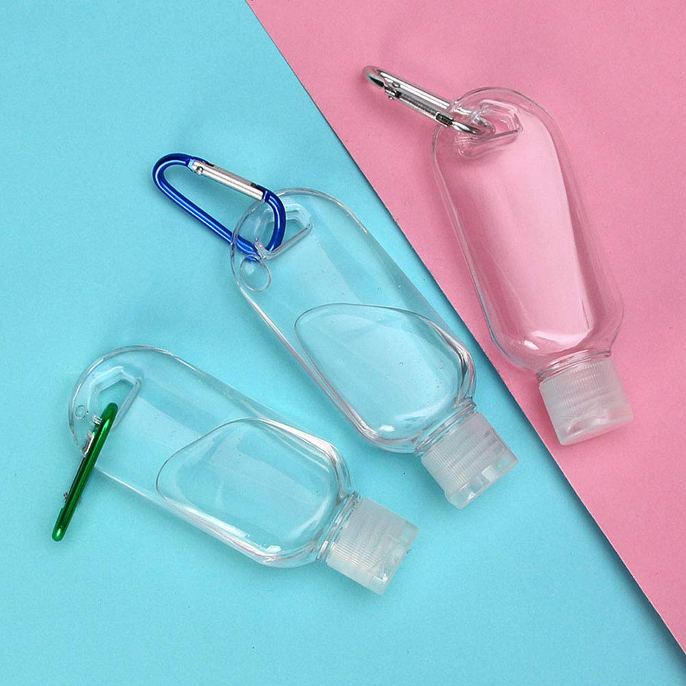 HATTIE 50Pack Travel Plastic Clear Keychain Bottles 50ml/2oz Portable Leakproof Squeeze Small Bottles With Flip Cap Refillable Empty Containers for Lotion Soap Toiletry