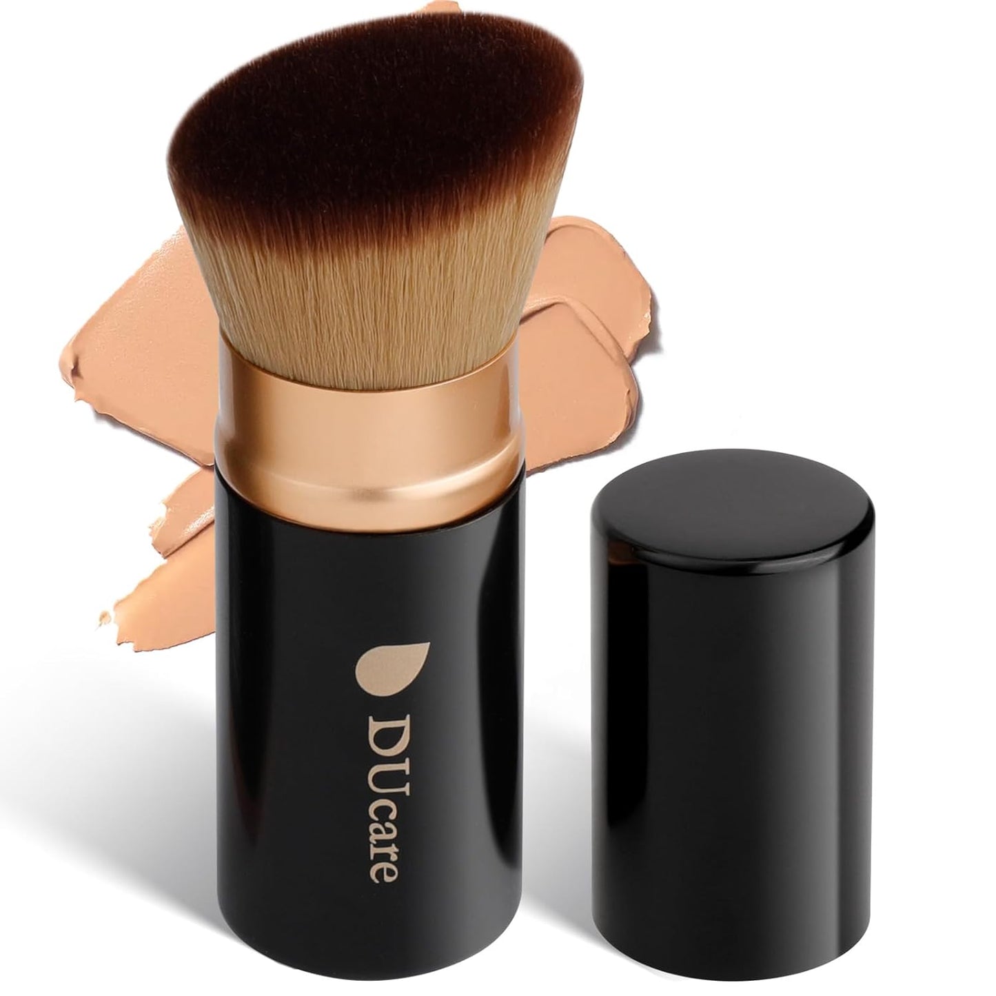 DUcare Large Flat Top Kabuki Foundation Brush Set - 3 Premium Brushes for Liquid, Cream & Powder Makeup | Buffing & Blending