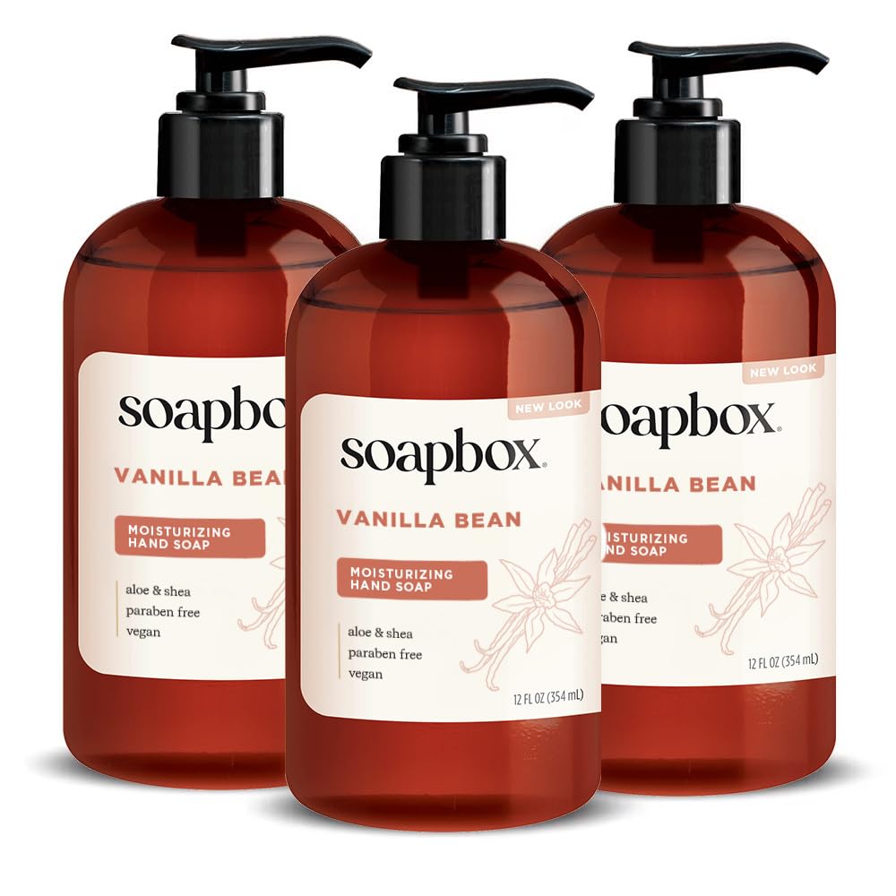 Vanilla Bean Liquid Hand Soap - Moisturizing Gentle Cleanser with Clean Ingredients | 3 Pack