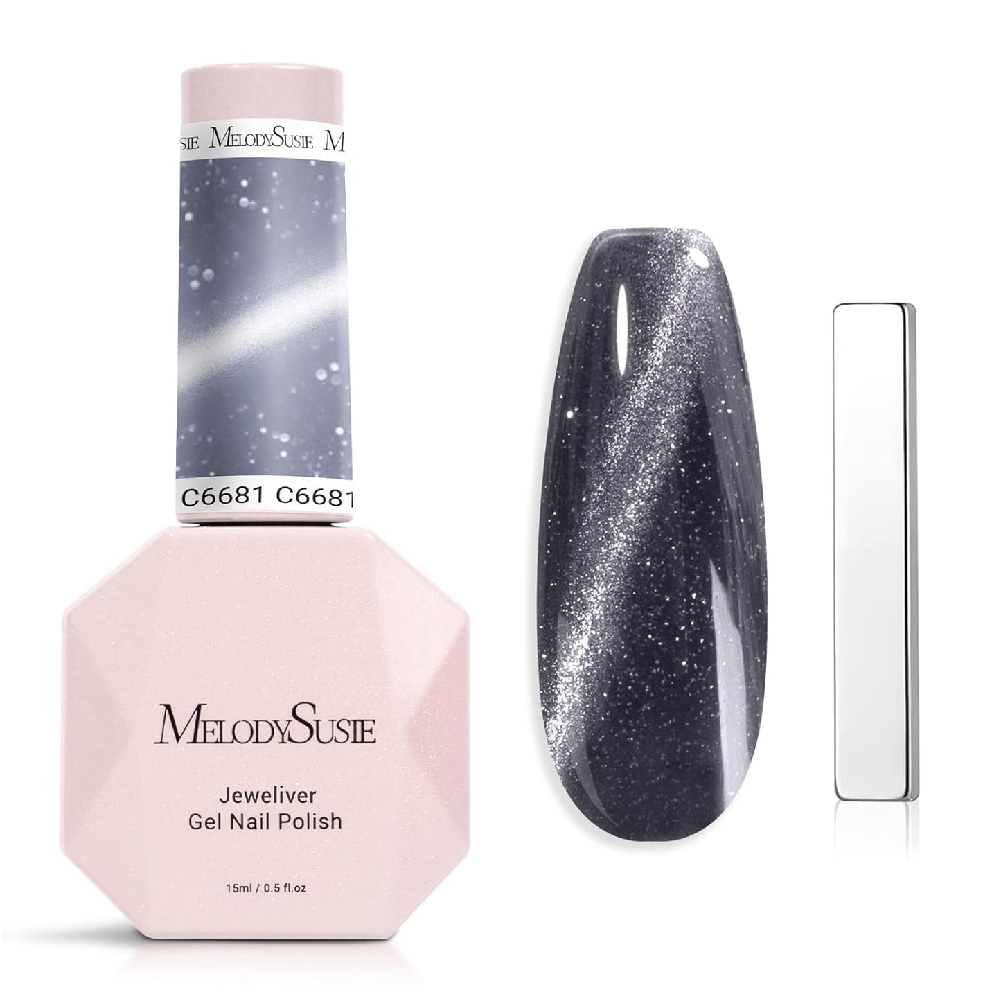 MelodySusie Cat Eye Gel Nail Polish - Burgundy Red Glitter Holographic | 0.5 Fl Oz UV Nail Art