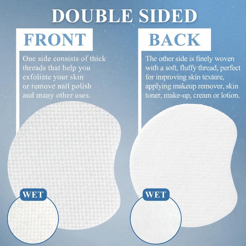 Exfoliating Cotton Rounds - Double-Sided Korean Toner Pads | Lint-Free Makeup Remover for Skin Care