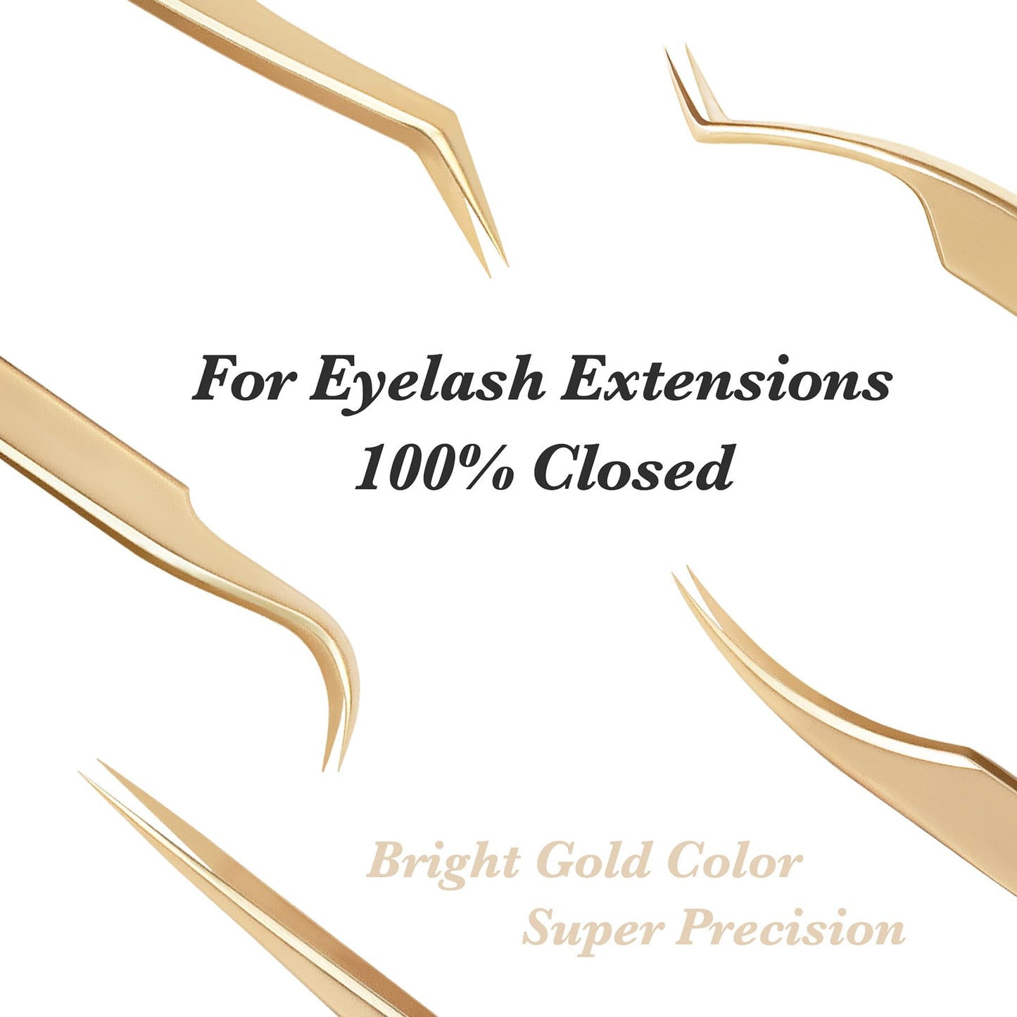 SEEDEW Tweezer Eyelash Extensions 1 PCS Stainless Steel Straight Pointy Tweezer Isolation Professional Precision Supplies False Lash Application Tools for Lash Tech, Lash Artist Beginner(Golden)