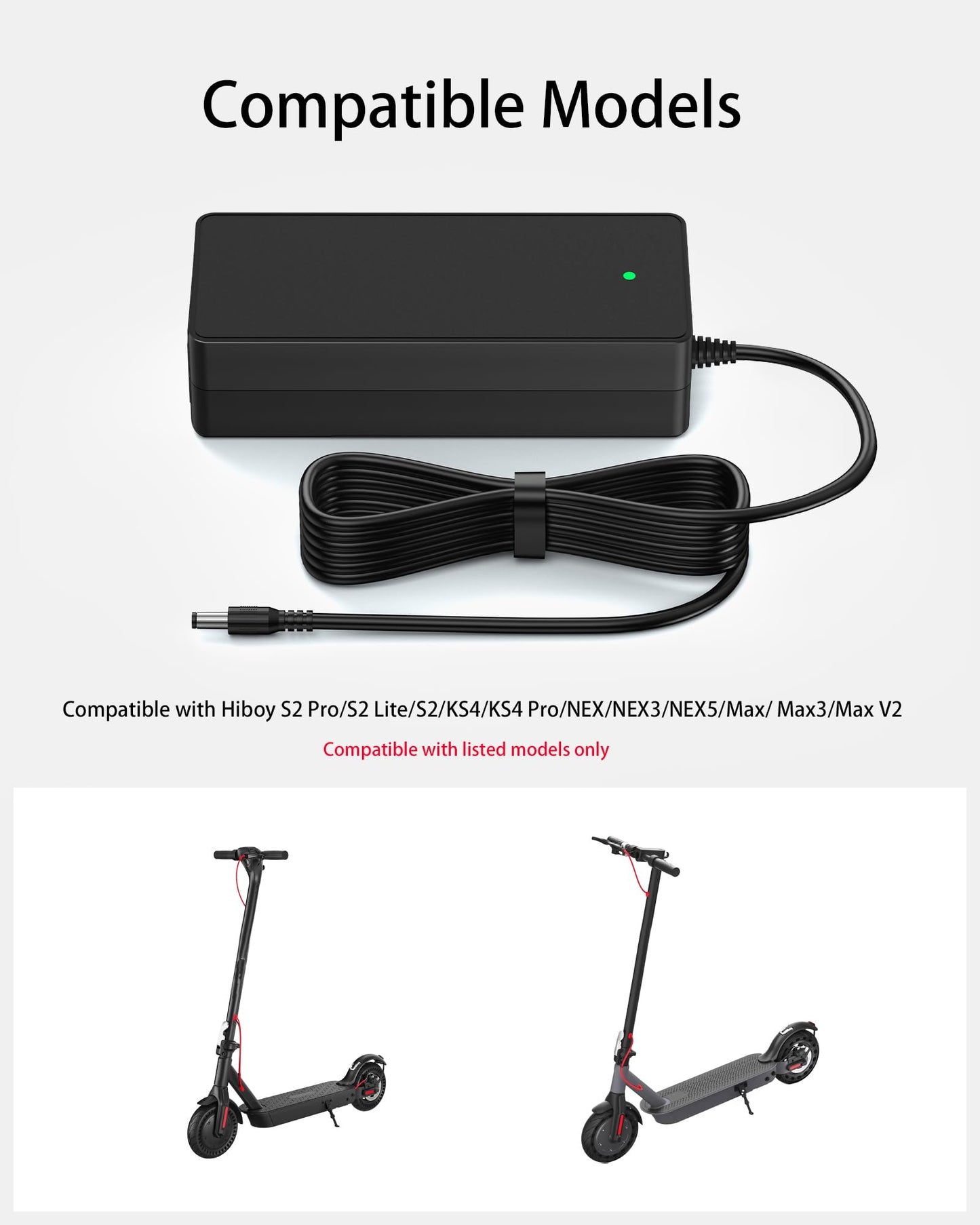 VHBW 42V for Hiboy Scooter Charger Compatible with Hiboy S2 Pro/S2 Lite/S2/KS4/KS4 Pro/NEX/NEX3/ Max/Max3/Max V2 36V Lithium-ion Battery