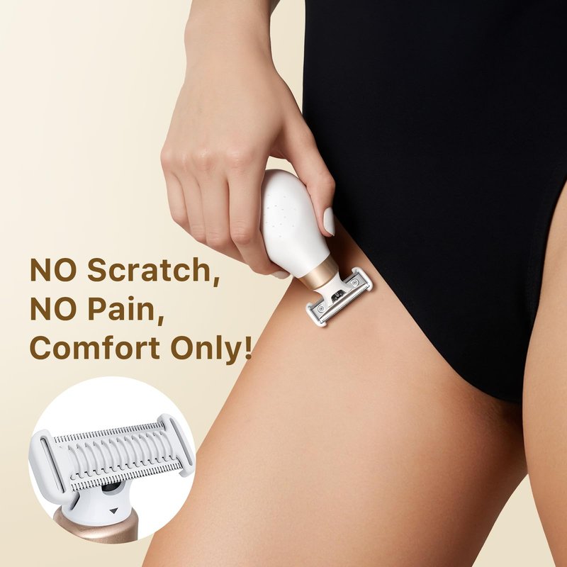 Trimcoo 2026 NEW Bikini Trimmer for Women - Small But Powerful Electric Razors, Intimate Pubic Hair/Lady Facial Painless Removal, USB-C Cordless Body Shaver for Trip, Replaceable Wet/Dry Blade, White