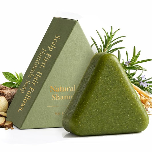 Pwkvsn Scalp Care Shampoo Bar, Rosemary Triangle Regrowth Shampoo Bar for Dry, Oily & Sensitive Scalp, Natural Botanical Anti-Hair Loss Hydrating Green Hair Care Soap (2)