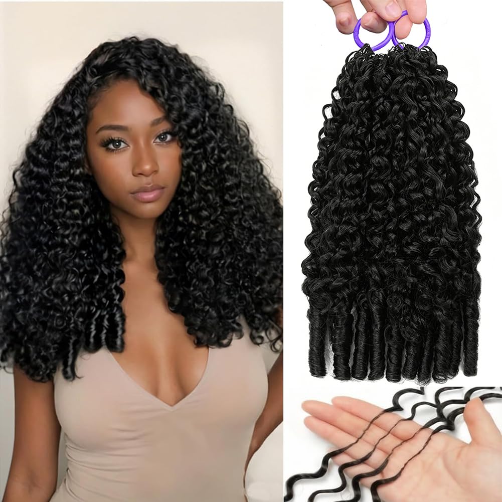 BOSDIOS Burmese Curly Crochet Human Hair for Black Women 20 Inch 120g Knotless Pre-Separated Invisible Miracle Knots Feather Crochet Human Hair Lightweight Reusable Hair Extensions Natural Color