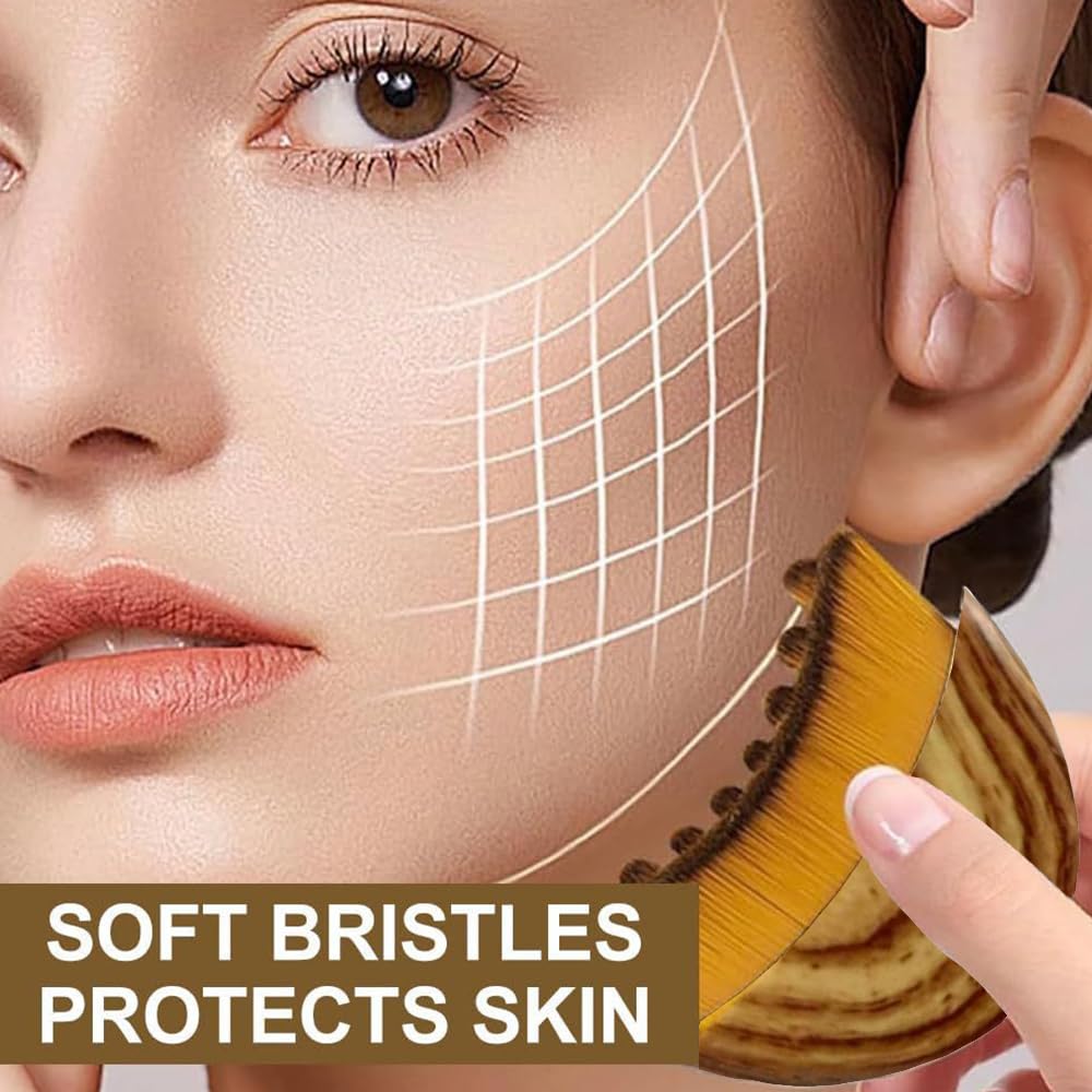 Lymphatic Contour Face Brush, Super Soft Facial Contour Sculpting Brush Manual Lymphatic Drainage Massager Anti-Puffiness Ergonomic Facial Cleansing Brush