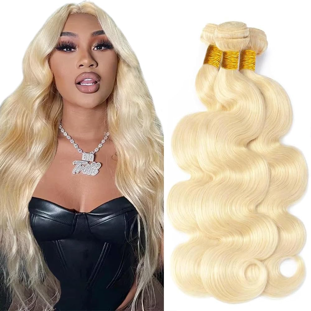 300g 30 32 34 Inch 613 Human Hair Bundles Blonde Body Wave Bundle 613 Body Wave 3 Bundles Human Hair Extensions Blonde Bundle