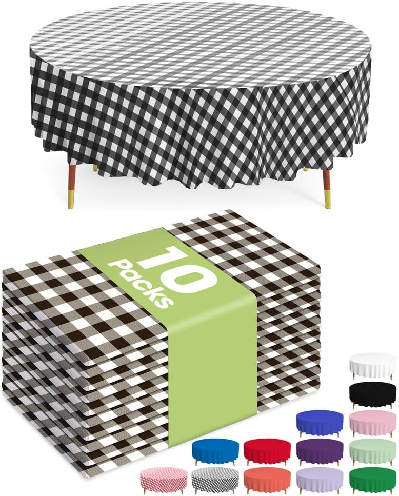 Plastic Table Cloths - 10 Pack Disposable 54 x 108 Inch for Parties, Picnics & Weddings | Rectangle White