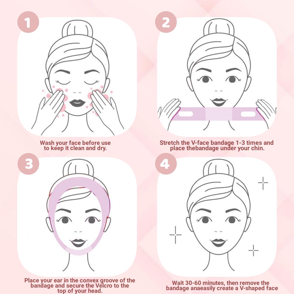 ROWMATE V Line Lifting Mask Chin strap for sleeping, V Line Lifting Mask for Women,Jaw Exerciser，Medium,Purple