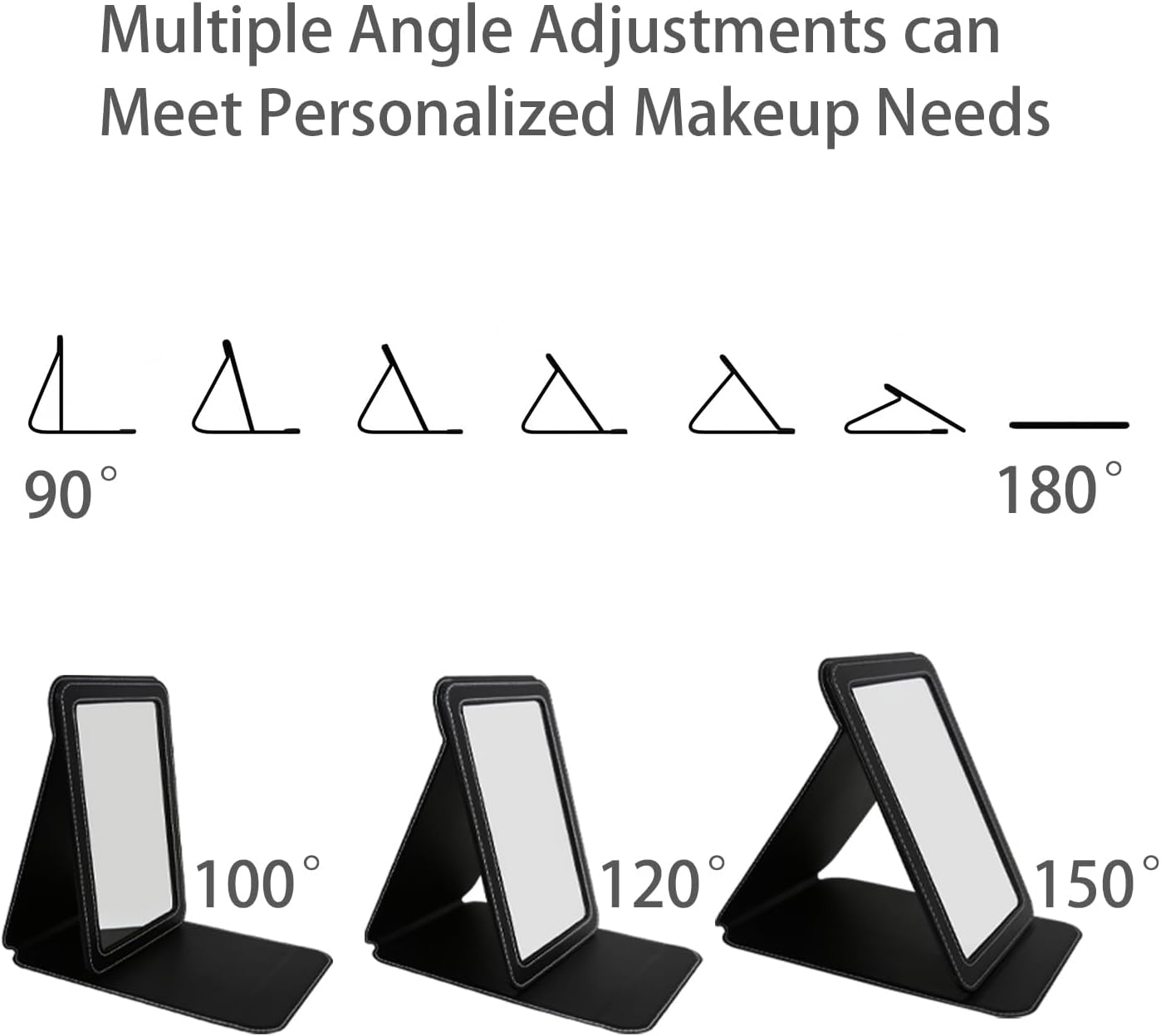 Travel Mirror - 6.5x8.9” Adjustable Foldable Desk Mirror with PU Edge Cover - Perfect for Camping & Home Use