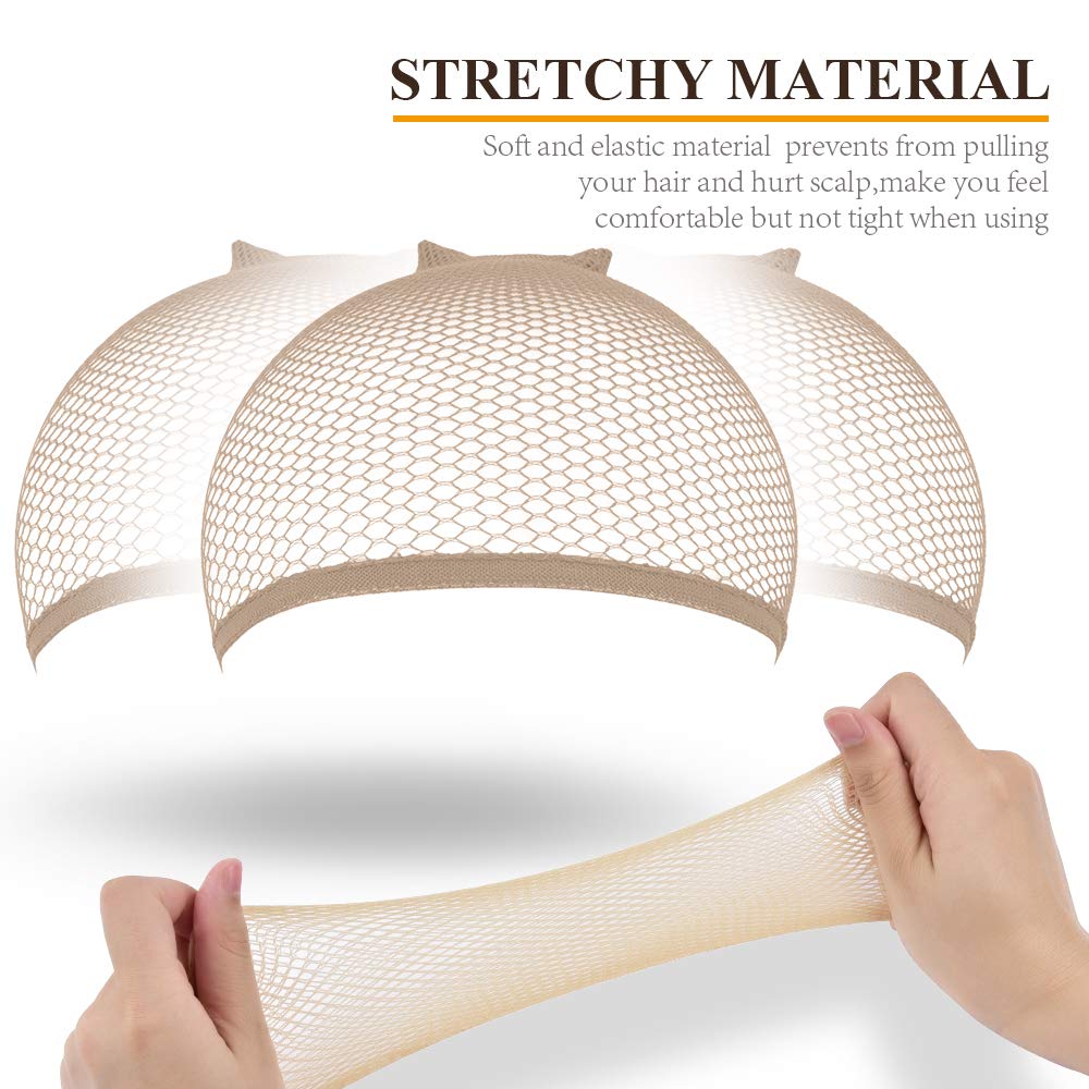 Mesh Wig Cap - 6 Pcs Fishnet Non-Slip Hair Net for Women | Comfortable Weave Cap