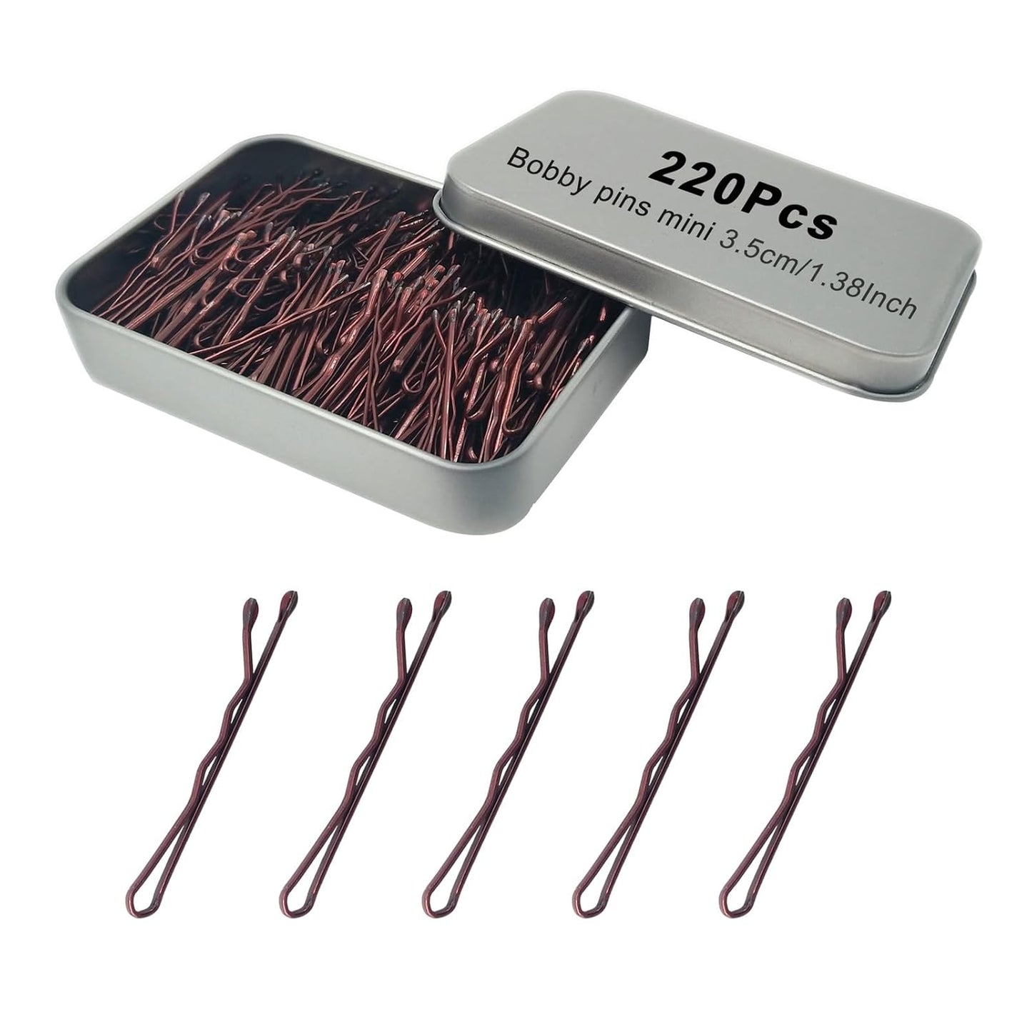 Bobby Pins - 330 Count Brown Hair Pins in Cute Box | Premium 2.2 Inch for Kids, Girls & Women