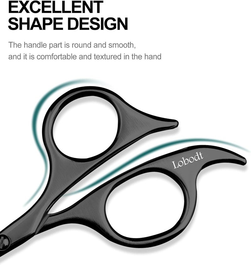 Nose Hair Scissors - 4.7-Inch Round-Headed Trimmers for Facial Hair, Beards & Eyebrows | Black