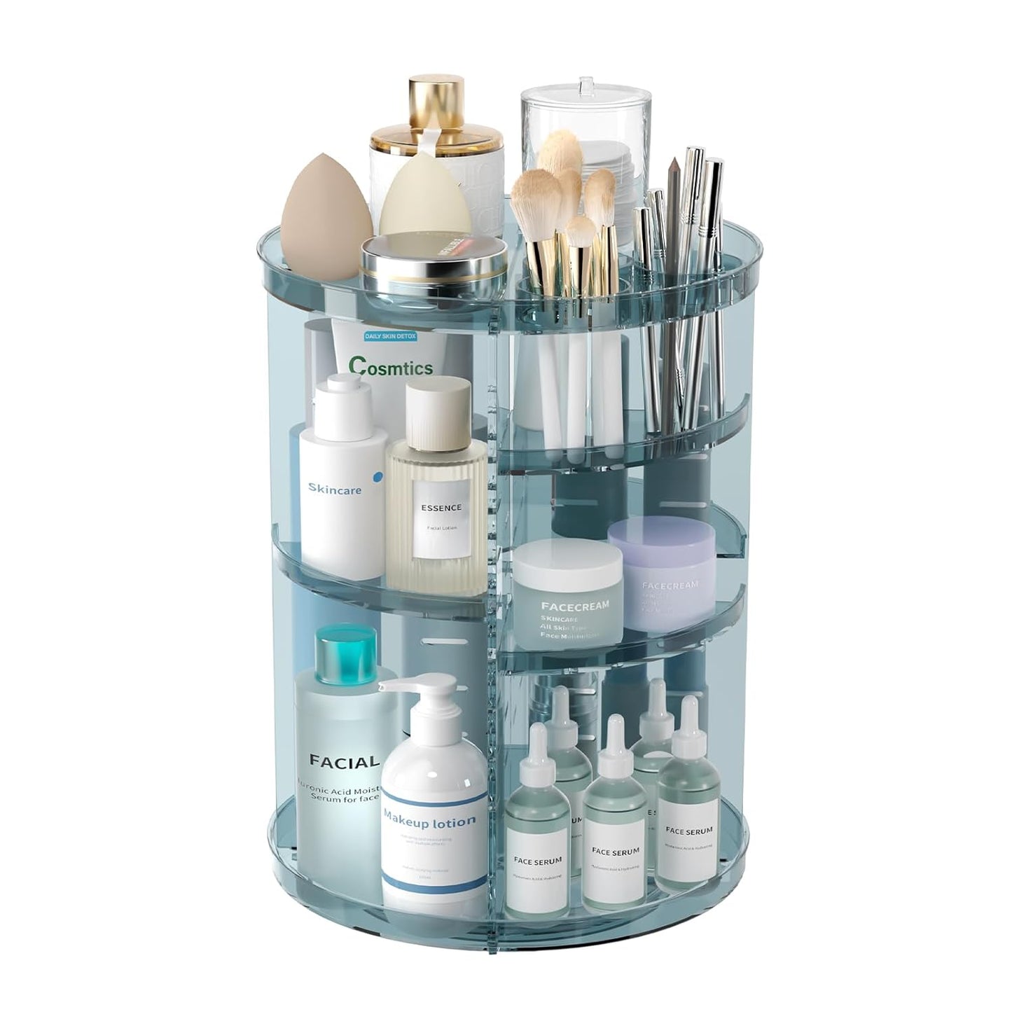 Rotating Makeup Organizer - DIY 8-Layer Spinning Skincare Storage | Multi-Function Cosmetic Display Case with Brush Holder & Perfume Tray
