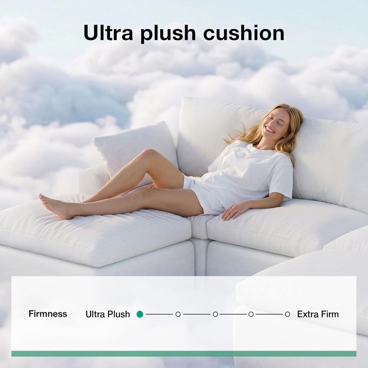 Modular Cloud Couch - Modern Sectional Sofa with Smart Coil® Support | Chenille Fabric, 5-Seater, White