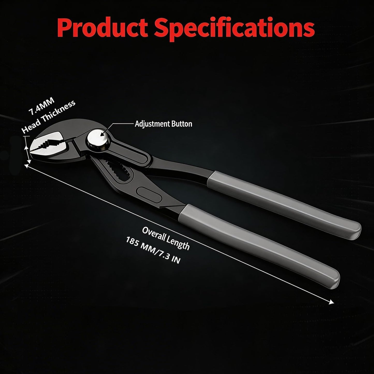 Adjustable Groove Joint Pliers - 7-Inch Multi-Function V-Jaw Chrome Vanadium Steel for DIY & Plumbing Repairs