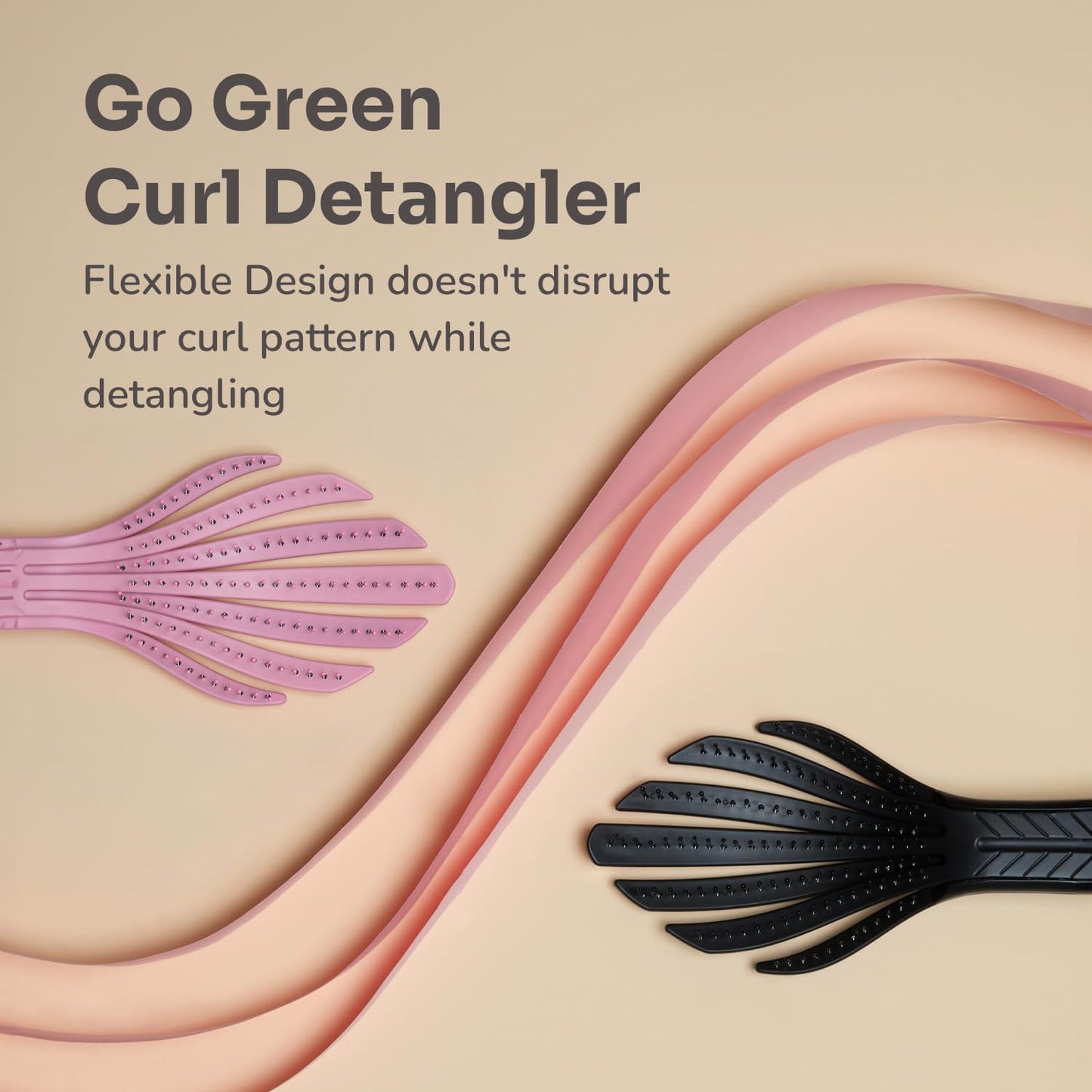 Wet Brush Go Green Curl Detangler Hair Brush - Pale Pink Ultra-Soft IntelliFlex Detangling Bristles Glide Through Tangles with Ease - Great For Curly Hair-No Split Ends & Pain-Free for Wet or Dry Hair
