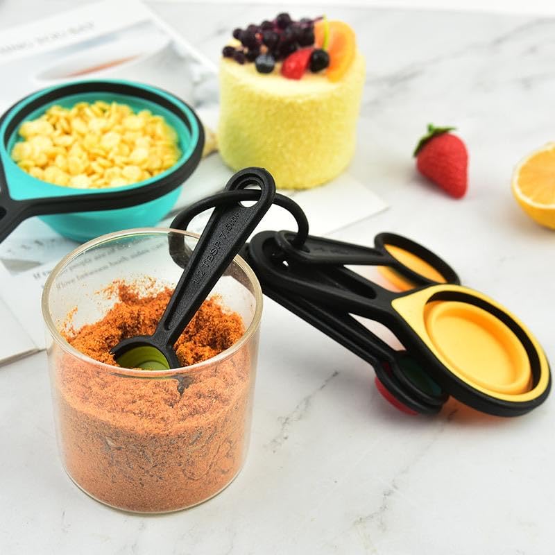 Collapsible Silicone Measuring Cups & Spoons Set - 8 Piece