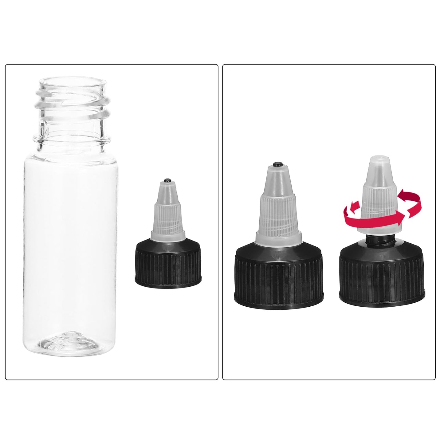 MECCANIXITY 12Pcs 0.5oz/15ml Squeeze Bottles, Clear Dispensing Bottles with Twist Cap Lids, Plastic Squirt Bottle for Ketchup, Mustard,and Crafts